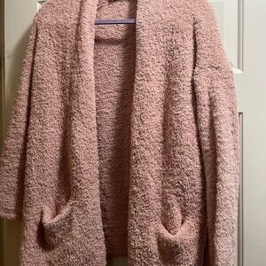 American Rag Pink Cardigan Sweater Plush Sherpa